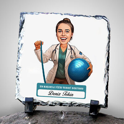 En Başarılı Kadın Fizik Tedavi Doktoru Karikatürlü Taş Blok - 1