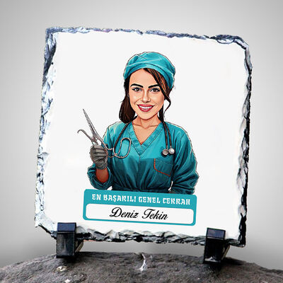 En Başarılı Kadın Genel Cerrahı Karikatürlü Taş Blok - 1