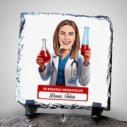 En Başarılı Kadın Hermatolog Karikatürlü Taş Blok