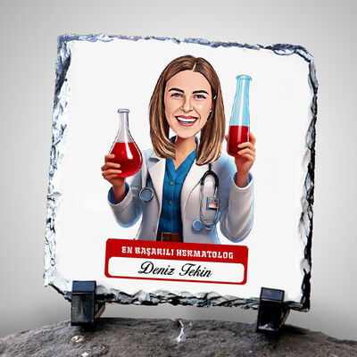 En Başarılı Kadın Hermatolog Karikatürlü Taş Blok - 1