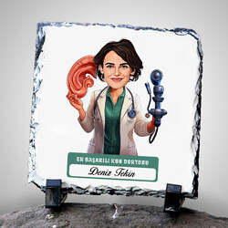 En Başarılı Kadın KBB Doktoru Karikatürlü Taş Blok