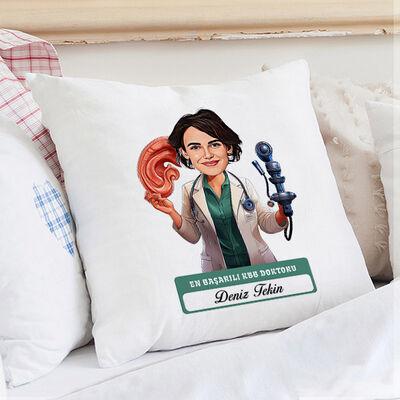 En Başarılı Kadın KBB Doktoru Karikatürlü Yastık - 1