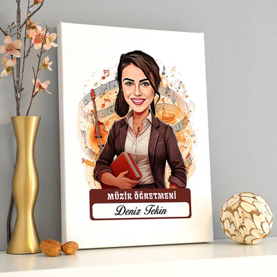 En Başarılı Kadın Müzik Öğretmeni Karikatürlü Tablo - 1