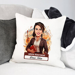 En Başarılı Kadın Müzik Öğretmeni Karikatürlü Yastık