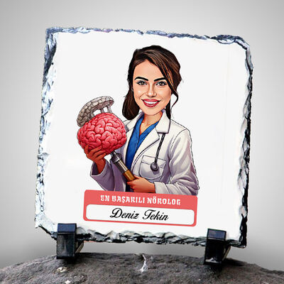 En Başarılı Kadın Nörolog Karikatürlü Taş Blok - 1