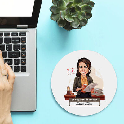 En Başarılı Kadın Öğretmen Temalı Karikatürlü Mousepad - 1