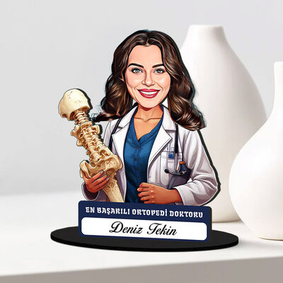 En Başarılı Kadın Ortopedi Doktoru Karikatürlü Biblo - 2