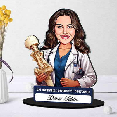 En Başarılı Kadın Ortopedi Doktoru Karikatürlü Biblo - 1