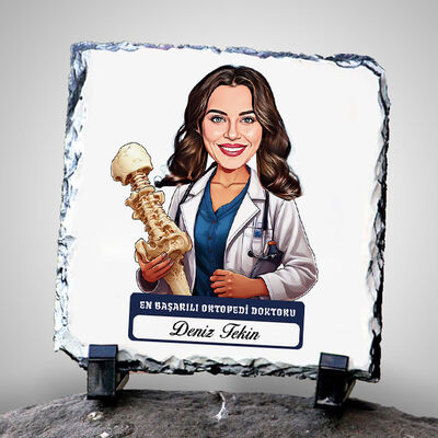 En Başarılı Kadın Ortopedi Doktoru Karikatürlü Taş Blok - 1