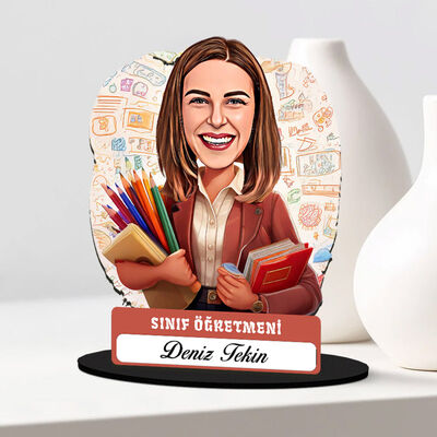En Başarılı Kadın Sınıf Öğretmeni Karikatürlü Biblo - 1