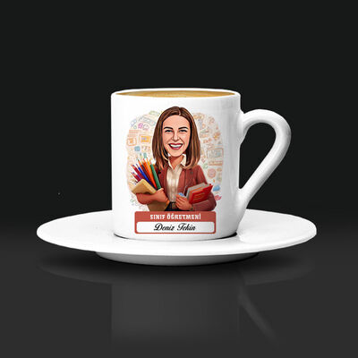 En Başarılı Kadın Sınıf Öğretmeni Karikatürlü Kahve Fincanı - 1