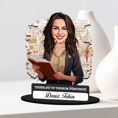 En Başarılı Kadın Teknoloji Öğretmeni Karikatürlü Biblo - 1