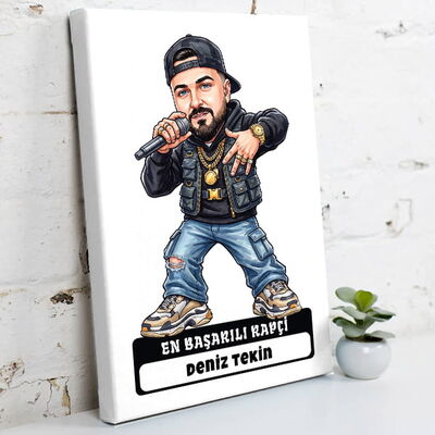 En Başarılı Rapçi Müzisyen Erkek Karikatürlü Kanvas Tablo - 1