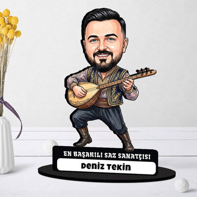 En Başarılı Saz Sanatçısı Müzisyen Erkek Karikatürlü Biblo - 1
