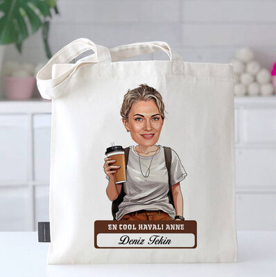 En Havalı Anne Karikatürlü Bez Çanta - 1