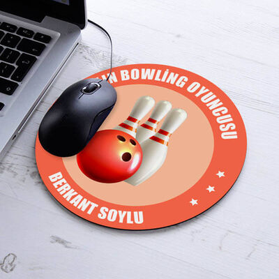 En İyi Bowling Oyuncusu İsme Özel Yuvarlak Mousepad - 1