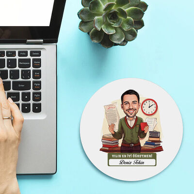 En İyi Erkek Öğretmen Temalı Karikatürlü Mousepad - 1
