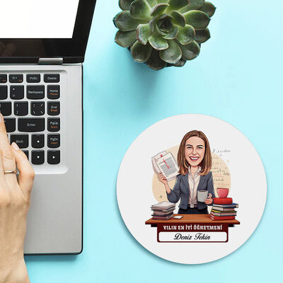 En İyi Kadın Öğretmen Temalı Karikatürlü Mousepad - 1