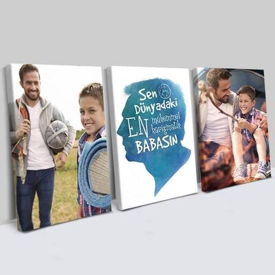 En Mükemmel Baba 3 Parça Kanvas Tablo - 1