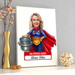En Süper Anne Karikatürlü Kanvas Tablo - 1