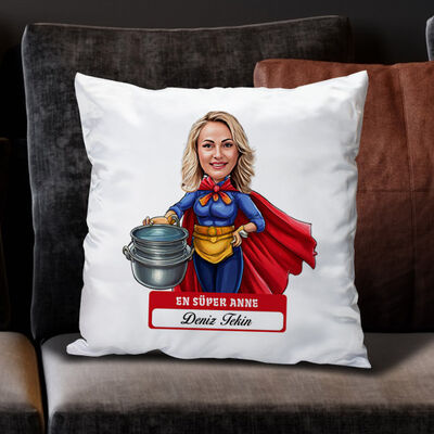 En Süper Anne Karikatürlü Yastık - 1