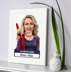 En Süslü Anne Karikatürlü Kanvas Tablo - 2