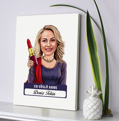 En Süslü Anne Karikatürlü Kanvas Tablo - 2
