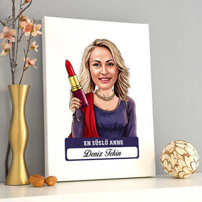 En Süslü Anne Karikatürlü Kanvas Tablo - 1