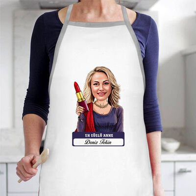 En Süslü Anne Karikatürlü Mutfak Önlüğü - 1