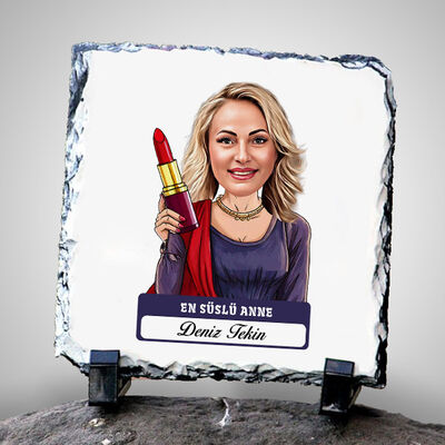 En Süslü Anne Karikatürlü Taş Baskı - 1