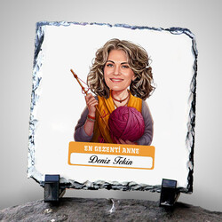 En Tonton Anne Karikatürlü Taş Baskı