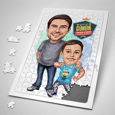 En Yakın Arkadaşım Babam Karikatürlü Puzzle - 1