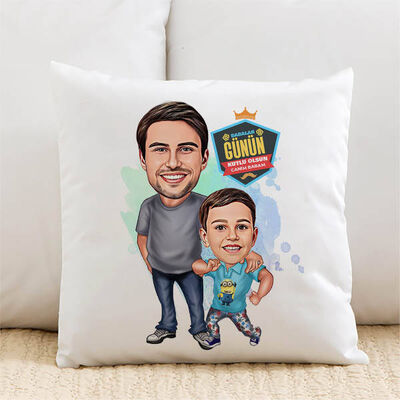 En Yakın Arkadaşım Babam Karikatürlü Yastık - 1