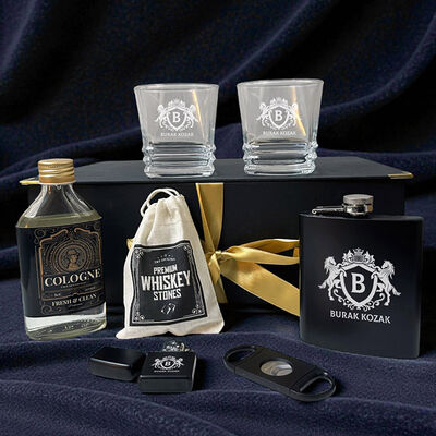 Erkeğe Hediye Golden Diamond Crown Premium Viski Seti - 1