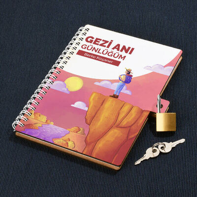 Erkeğe Hediye Seyahat Günlüğü Kilitli Defter - 1