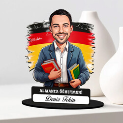 Erkek Almanca Öğretmeni Karikatürlü Biblo