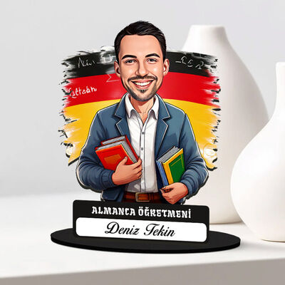 Erkek Almanca Öğretmeni Karikatürlü Biblo - 1