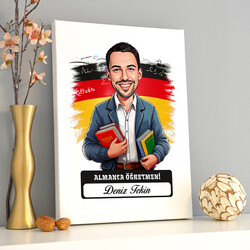 Erkek Almanca Öğretmeni Karikatürlü Tablo