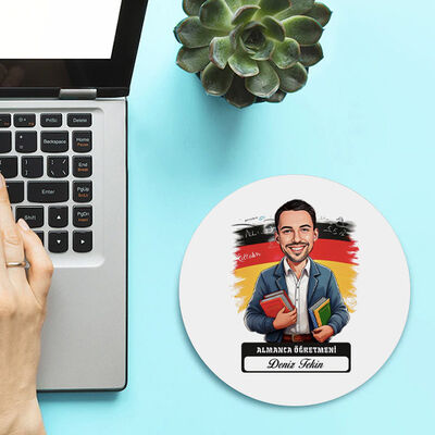 Erkek Almanca Öğretmeni Temalı Karikatürlü Mousepad - 1