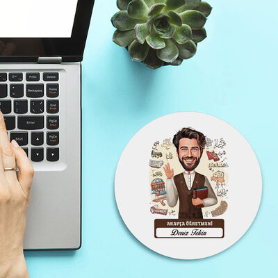 Erkek Arapça Öğretmeni Temalı Karikatürlü Mousepad - 1