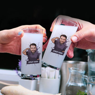 Erkek Arkadaşa Hediye Karikatürlü Rakı Bardağı - 1