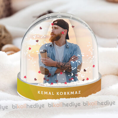 Erkek Arkadaşa Özel Fotoğraflı Kar Küresi - 4