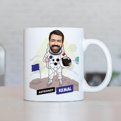 Erkek Astronot Karikatürlü Kupa Bardak - 1