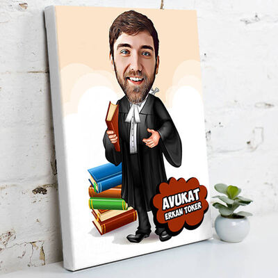 Erkek Avukat İçin Karikatürlü Kanvas Tablo - 1