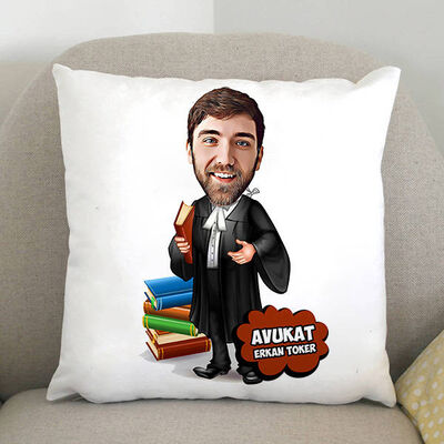 Erkek Avukat Karikatürlü Yastık - 1