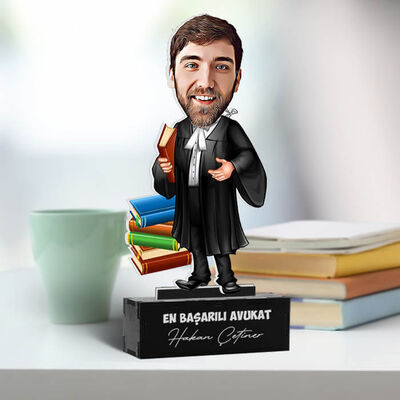 Erkek Avukat Kişiye Özel Karikatürlü Biblo - 2