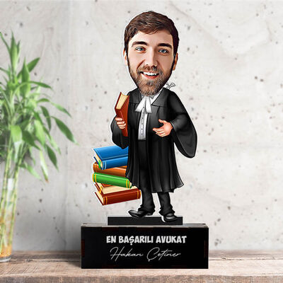 Erkek Avukat Kişiye Özel Karikatürlü Biblo - 4