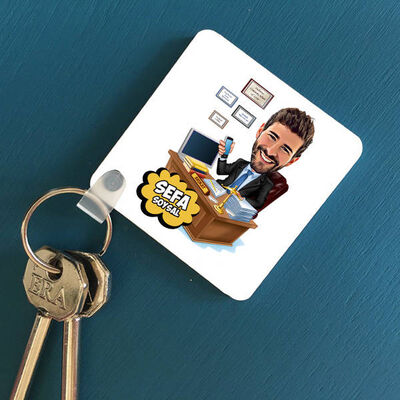 Erkek Avukata Hediye Karikatürlü Anahtarlık - 1