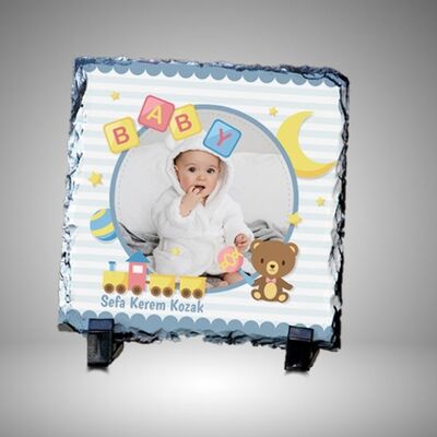 Erkek Bebek Resimli Dekoratif Taş Baskı - 1