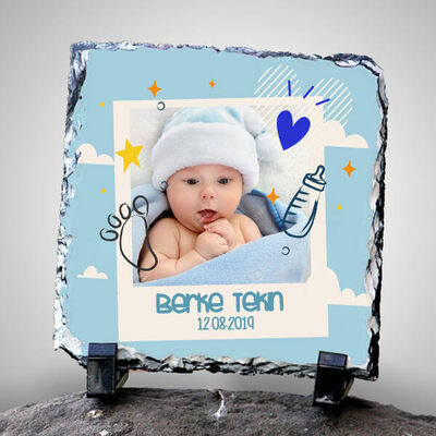 Erkek Bebeklere Hediye Fotoğraflı Taş - 1